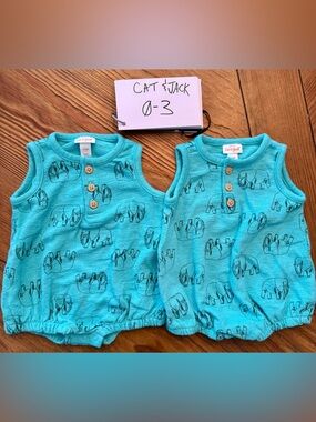 Cat & Jack Teal Elephant Sleeveless Baby Romper